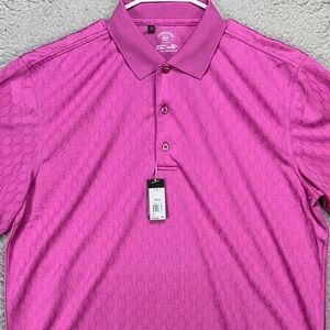 Monterey Club Shirt Polo Mens XL Pink Geometric Wicking Dry Swing Golf Rugby NEW